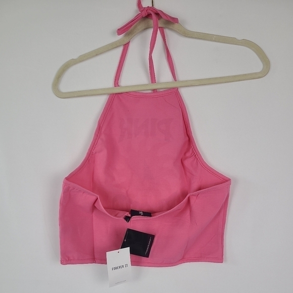 NEW Pink Floyd Halter Top Sz M Tank Pink Stretchy Cotton Forever 21. NWT - Picture 3 of 4